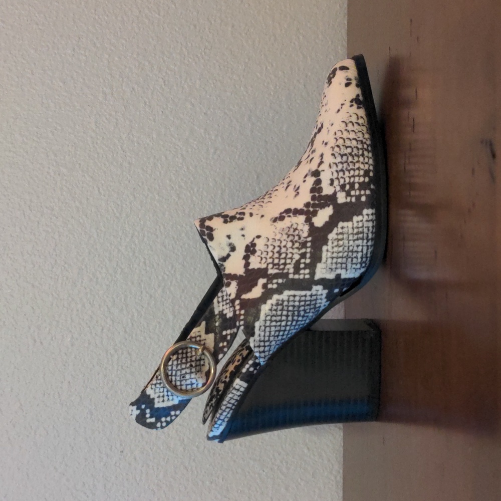 Justfab 'Dion' snake print chunk heel booties